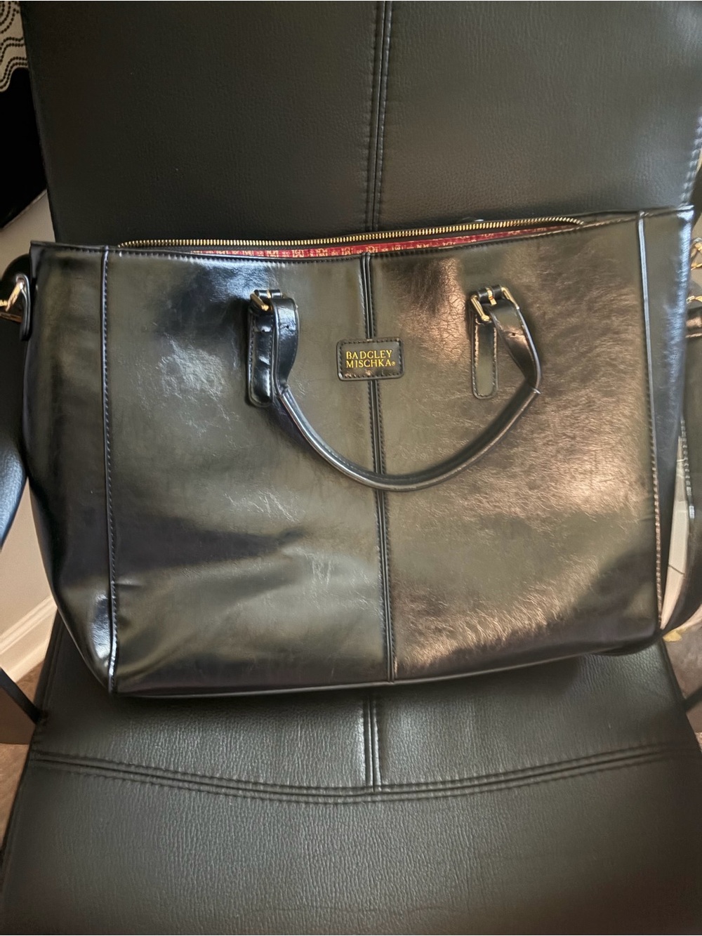Badgley Mischka Black  Tote with Gold Hardware